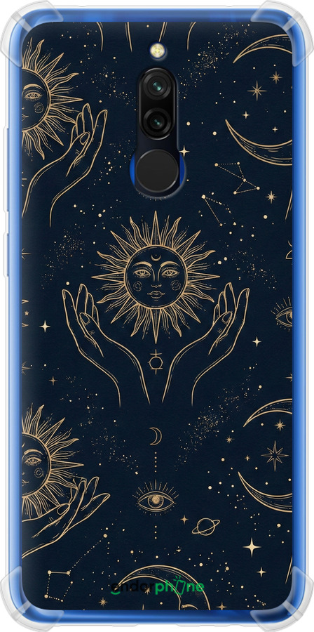 Силикон с усиленными углами чехол Celestial Harmony: Sun & Moon Gold Mystic Pattern для Xiaomi Redmi 8 - 6778sp-1806 изображение 