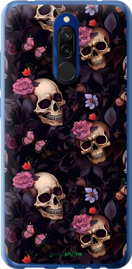 Силіконовий чехол Черепи та троянди для Xiaomi Redmi 8 - 6316u-1806 изображение 