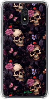 Силикон с усиленными углами чехол Черепа и розы для Xiaomi Redmi 8A - 6316sp-1794 изображение 