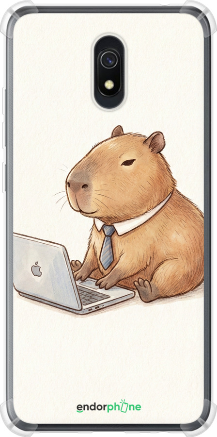 Силикон с усиленными углами чехол Funny Capybara CEO Working для Xiaomi Redmi 8A - 6777sp-1794 изображение 