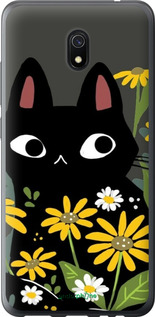 2D пластиковый чехол Черный кот с цветами для Xiaomi Redmi 8A - 6448t-1794 изображение 