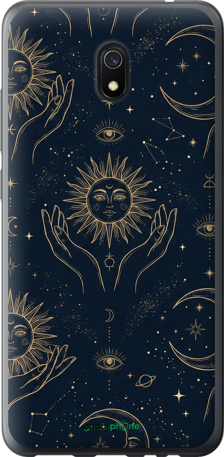 2D пластиковый чехол Celestial Harmony: Sun & Moon Gold Mystic Pattern для Xiaomi Redmi 8A - 6778t-1794 изображение 
