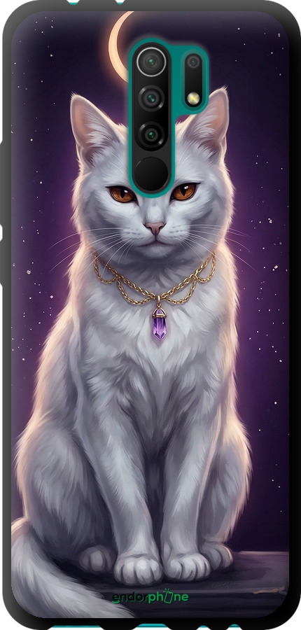 TPU чехол Mystic White Cat Gothic Dark Purple Gold для Xiaomi Redmi 9 - 6805b-2019 изображение 