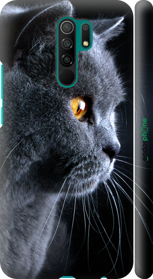 

3D пластиковий матовий чохол "Гарний кіт" для Xiaomi Redmi 9, Чорний