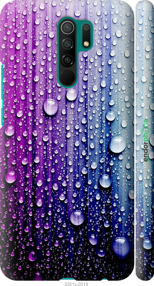 

3D пластиковий матовий чохол "Краплини води" для Xiaomi Redmi 9, Синій