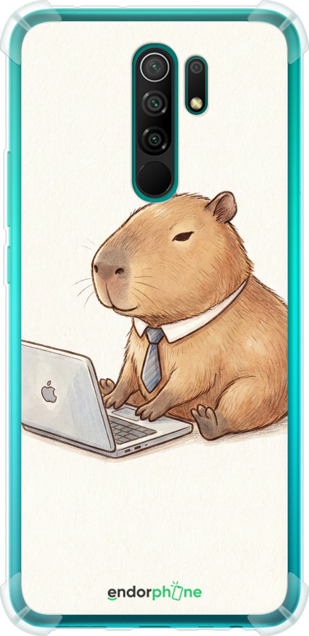 Силіконовий протиударний с посиленими кутами чехол Funny Capybara CEO Working для Xiaomi Redmi 9 - 6777sp-2019 изображение 