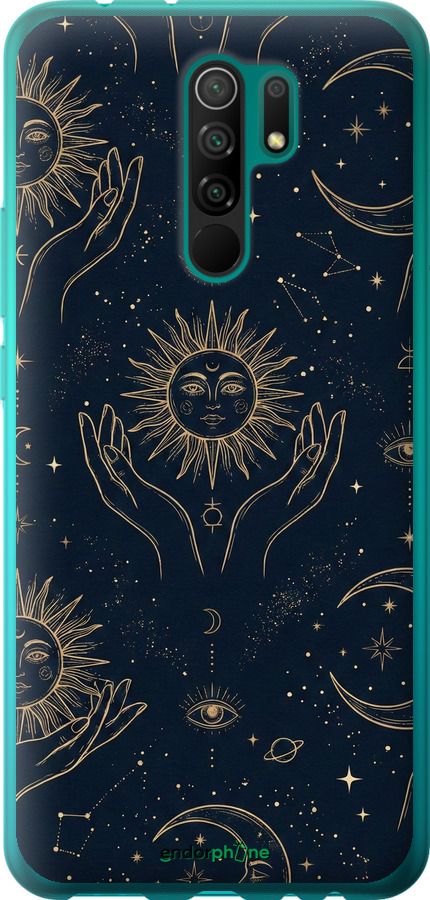 2D пластиковый чехол Celestial Harmony: Sun & Moon Gold Mystic Pattern для Xiaomi Redmi 9 - 6778t-2019 изображение 