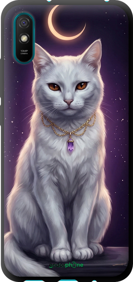 TPU чехол Mystic White Cat Gothic Dark Purple Gold для Xiaomi Redmi 9A - 6805b-2034 изображение 