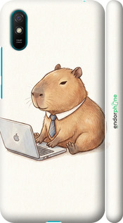 3D пластиковый матовый чехол 'Funny Capybara CEO Working' для Xiaomi Redmi 9A изображение 1