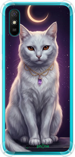 Силикон с усиленными углами чехол Mystic White Cat Gothic Dark Purple Gold для Xiaomi Redmi 9A - 6805sp-2034 изображение 