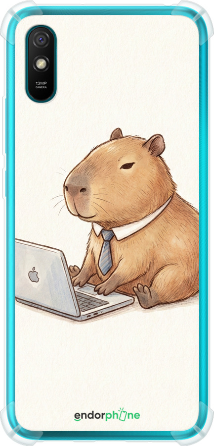 Силіконовий протиударний с посиленими кутами чехол Funny Capybara CEO Working для Xiaomi Redmi 9A - 6777sp-2034 изображение 