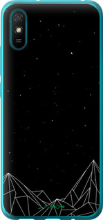 Силиконовый чехол Черно белые абстрактные горы для Xiaomi Redmi 9A - 6437u-2034 изображение 