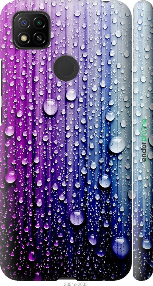 

3D пластиковий матовий чохол "Краплини води" для Xiaomi Redmi 9C, Синій