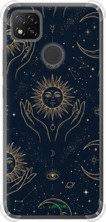 Силикон с усиленными углами чехол Celestial Harmony: Sun & Moon Gold Mystic Pattern для Xiaomi Redmi 9C - 6778sp-2035 изображение 