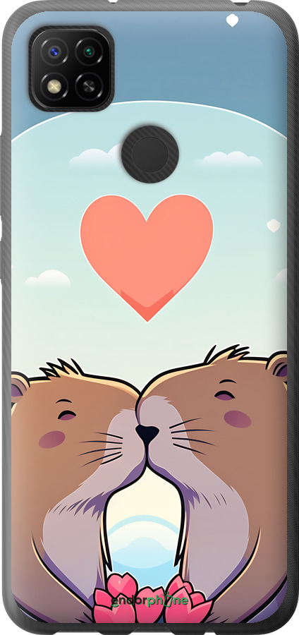 Силиконовый чехол Капибара любовь для Xiaomi Redmi 9C - 6027u-2035 изображение 