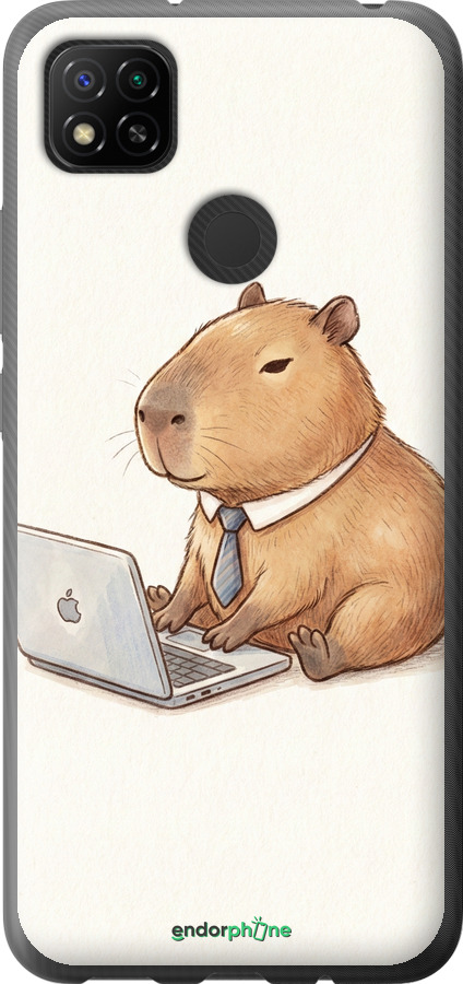 Силиконовый чехол Funny Capybara CEO Working для Xiaomi Redmi 9C - 6777u-2035 изображение 