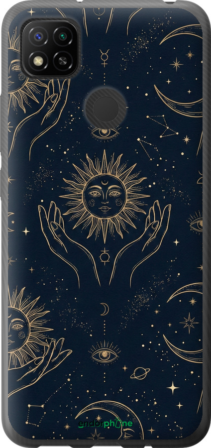 Силиконовый чехол Celestial Harmony: Sun & Moon Gold Mystic Pattern для Xiaomi Redmi 9C - 6778u-2035 изображение 