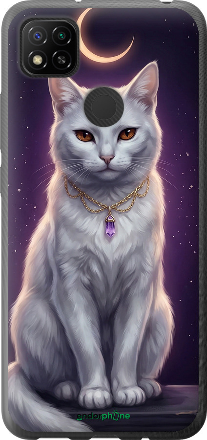 2D пластиковый чехол Mystic White Cat Gothic Dark Purple Gold для Xiaomi Redmi 9C - 6805t-2035 изображение 