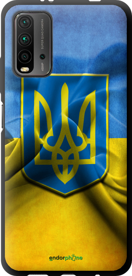 

TPU чорний чохол "Прапор та герб України" для Xiaomi Redmi 9T, Блакитний