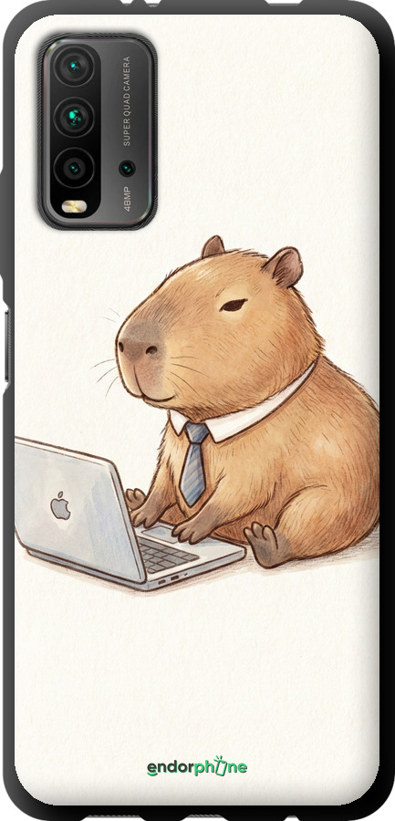 TPU чехол Funny Capybara CEO Working для Xiaomi Redmi 9T - 6777b-2257 изображение 