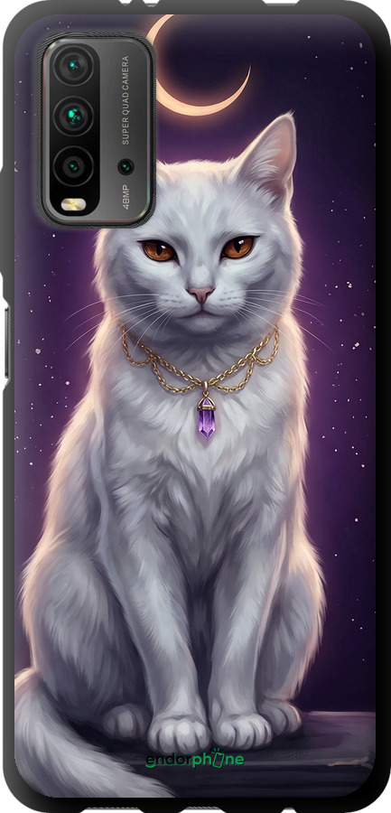 TPU чехол Mystic White Cat Gothic Dark Purple Gold для Xiaomi Redmi 9T - 6805b-2257 изображение 