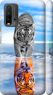 3D пластиковый матовый чехол Тигр для Xiaomi Redmi 9T - 6016m-2257 изображение 