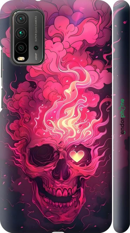 3D пластиковый матовый чехол Череп арт для Xiaomi Redmi 9T - 6385m-2257 изображение 