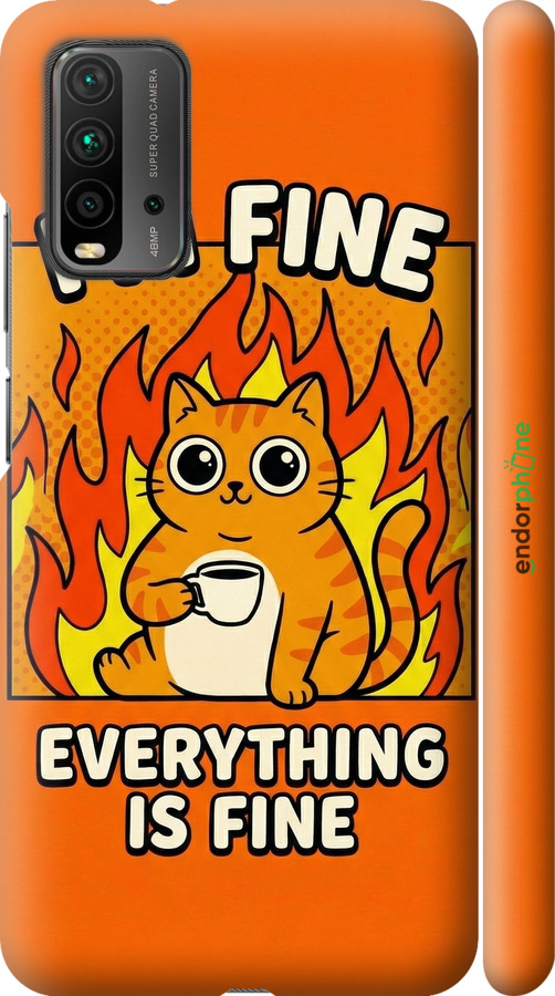 3D пластиковий матовий чехол Funny Cat для Xiaomi Redmi 9T - 6786m-2257 изображение 