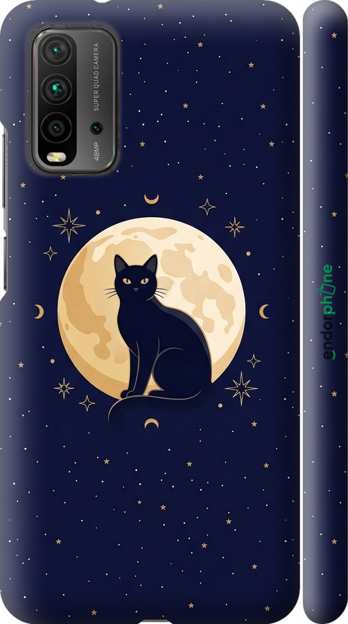 3D пластиковий матовий чехол Cute Cat Celestial/Witchy для Xiaomi Redmi 9T - 6787m-2257 изображение 