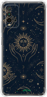 Силикон с усиленными углами чехол Celestial Harmony: Sun & Moon Gold Mystic Pattern для Xiaomi Redmi 9T - 6778sp-2257 изображение 