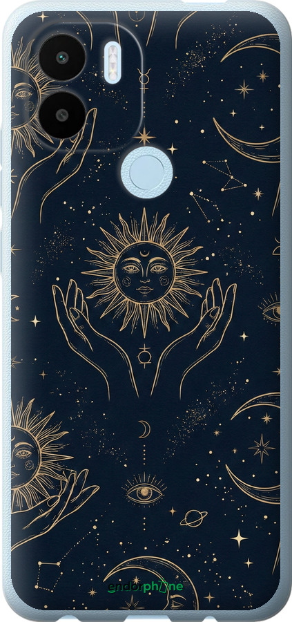 Силиконовый чехол Celestial Harmony: Sun & Moon Gold Mystic Pattern для Xiaomi Redmi A1 Plus - 6778u-2942 изображение 