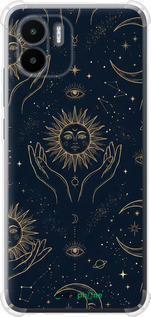 Силикон с усиленными углами чехол Celestial Harmony: Sun & Moon Gold Mystic Pattern для Xiaomi Redmi A2 - 6778sp-3026 изображение 