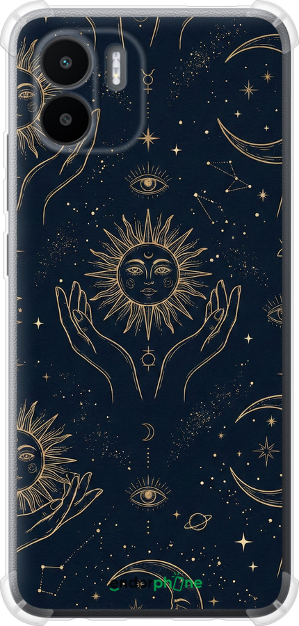 Силикон с усиленными углами чехол Celestial Harmony: Sun & Moon Gold Mystic Pattern для Xiaomi Redmi A2 - 6778sp-3026 изображение 