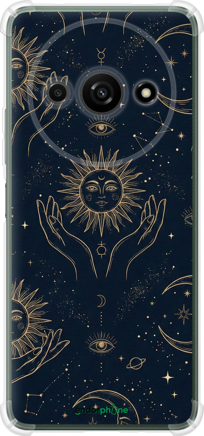 Силикон с усиленными углами чехол Celestial Harmony: Sun & Moon Gold Mystic Pattern для Xiaomi Redmi A3 - 6778sp-3657 изображение 