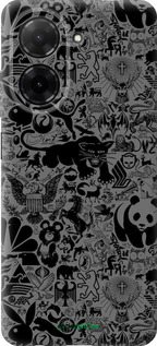 Силіконовий чехол Чорно-сірий стікер бомбінг для Xiaomi Redmi A5 4G - 2432u-3926 изображение 