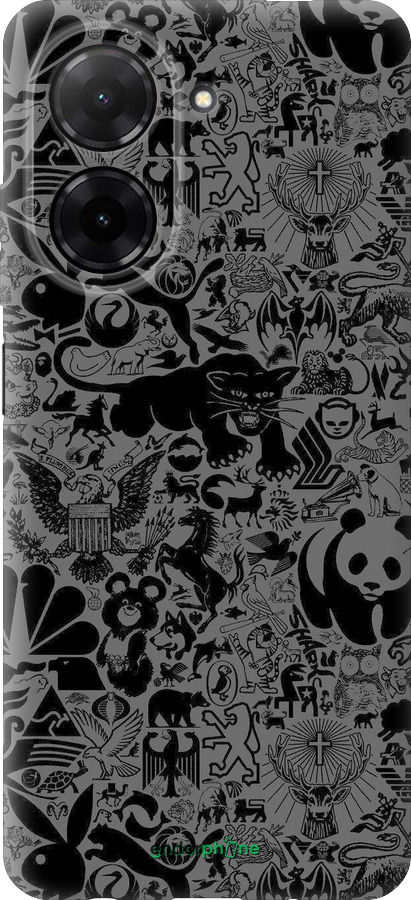 Силіконовий чехол Чорно-сірий стікер бомбінг для Xiaomi Redmi A5 4G - 2432u-3926 изображение 