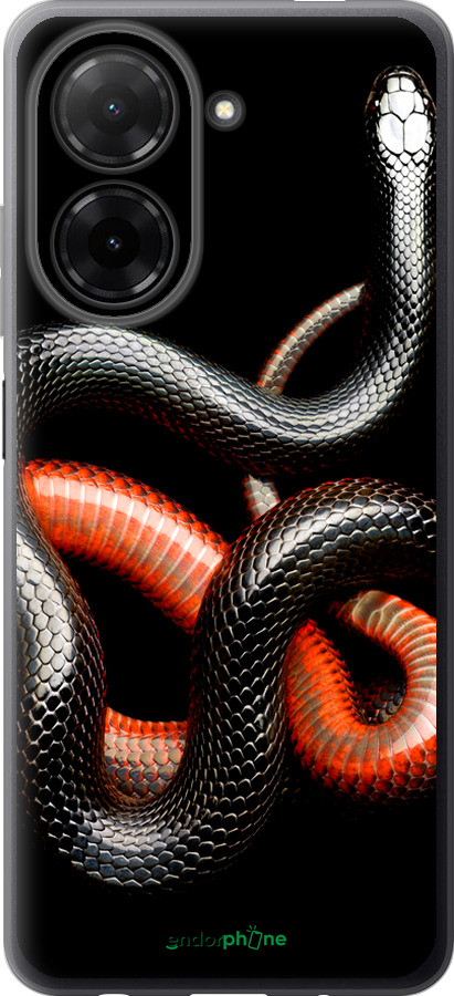 Силиконовый чехол Красно-черная змея на черном фоне для Xiaomi Redmi A5 4G - 4063u-3926 изображение 