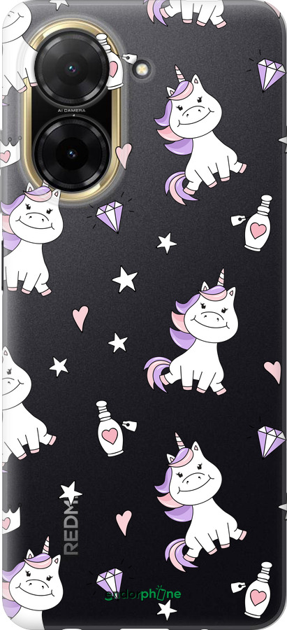 Силиконовый чехол Единорожка v2 для Xiaomi Redmi A5 4G - 4703u-3926 изображение 