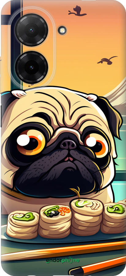 Силиконовый чехол Мопс и суши для Xiaomi Redmi A5 4G - 5588u-3926 изображение 