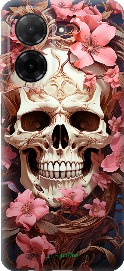 Силиконовый чехол Череп в розовых цветах для Xiaomi Redmi A5 4G - 5965u-3926 изображение 