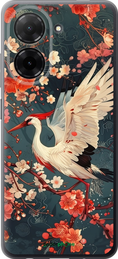 Силиконовый чехол Сакура и аист для Xiaomi Redmi A5 4G - 6108u-3926 изображение 