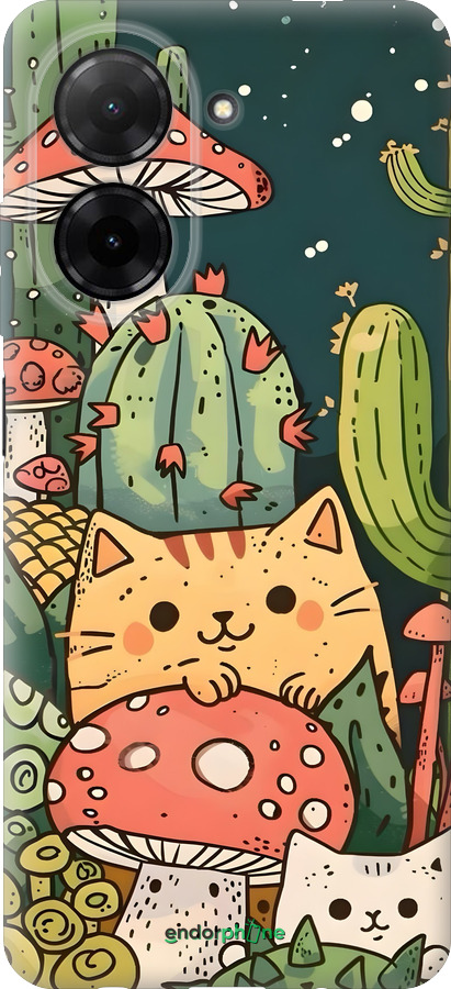 Силиконовый чехол Коты грибы для Xiaomi Redmi A5 4G - 6321u-3926 изображение 