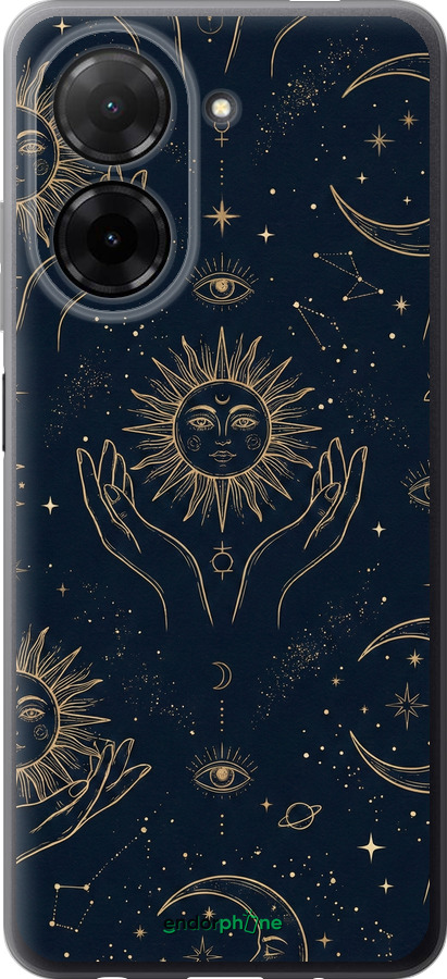 Силиконовый чехол Celestial Harmony: Sun & Moon Gold Mystic Pattern для Xiaomi Redmi A5 4G - 6778u-3926 изображение 