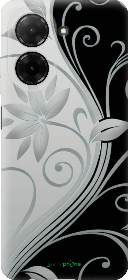 Силіконовий чехол Квіти на чорно-білому фоні для Xiaomi POCO C71 4G - 840u-4146 изображение 