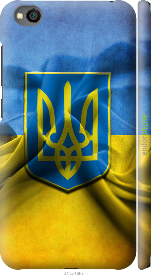 

3D пластиковий матовий чохол "Прапор та герб України" для Xiaomi Redmi Go, Блакитний