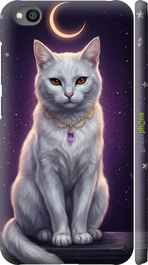 3D пластиковий матовий чехол Mystic White Cat Gothic Dark Purple Gold для Xiaomi Redmi Go - 6805m-1667 изображение 