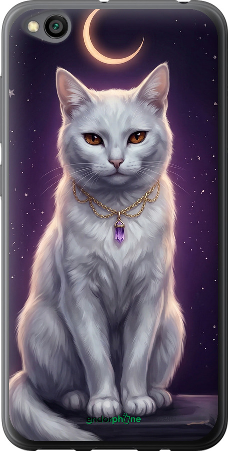 Силиконовый чехол Mystic White Cat Gothic Dark Purple Gold для Xiaomi Redmi Go - 6805u-1667 изображение 