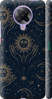 3D пластиковый матовый чехол Celestial Harmony: Sun & Moon Gold Mystic Pattern для Xiaomi Redmi K30 Pro - 6778m-1899 изображение 