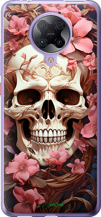 2D пластиковий чехол Череп у рожевих квітах для Xiaomi Redmi K30 Pro - 5965t-1899 изображение 