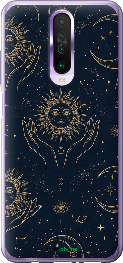 Силиконовый чехол Celestial Harmony: Sun & Moon Gold Mystic Pattern для Xiaomi Redmi K30 - 6778u-1836 изображение 